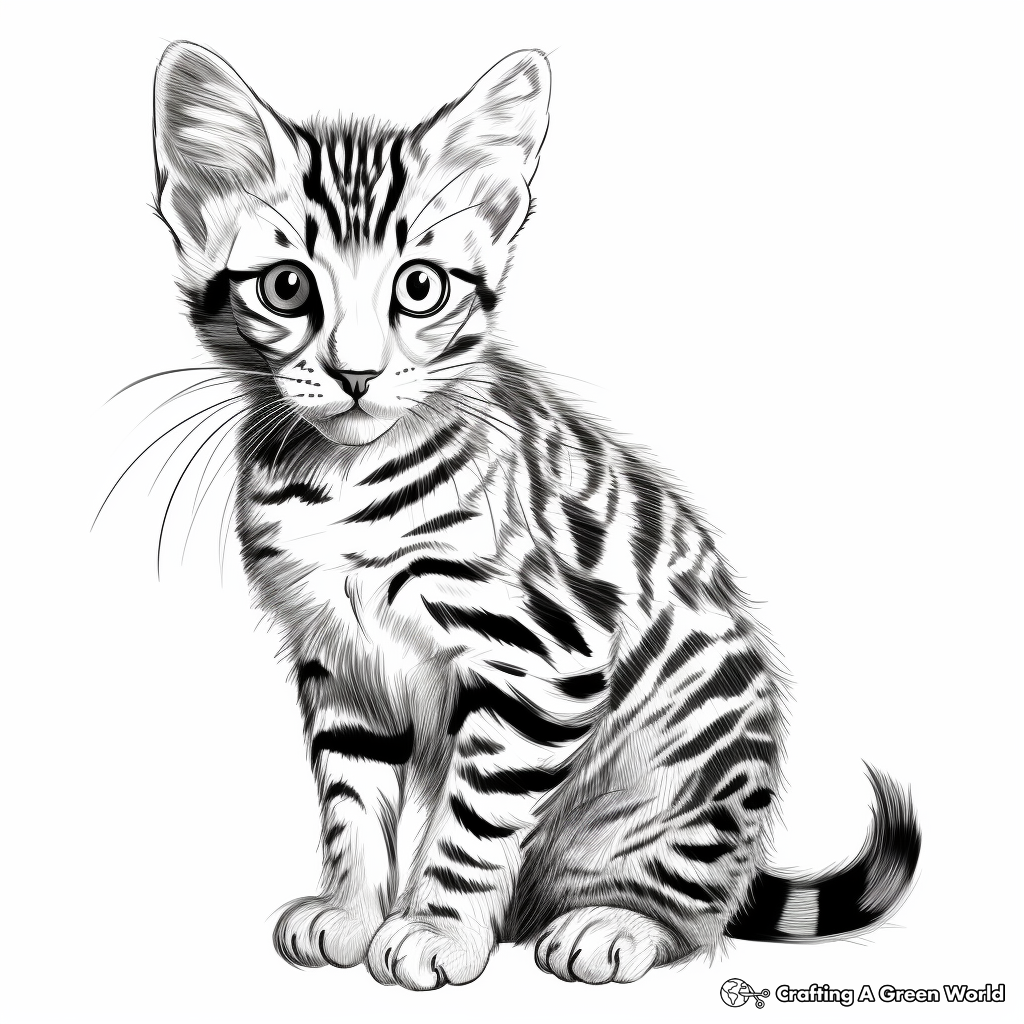Realistic Bengal Cat Coloring Pages 3