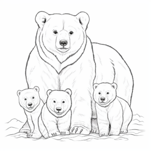 Realistic Black Bear Family Coloring Pages 3