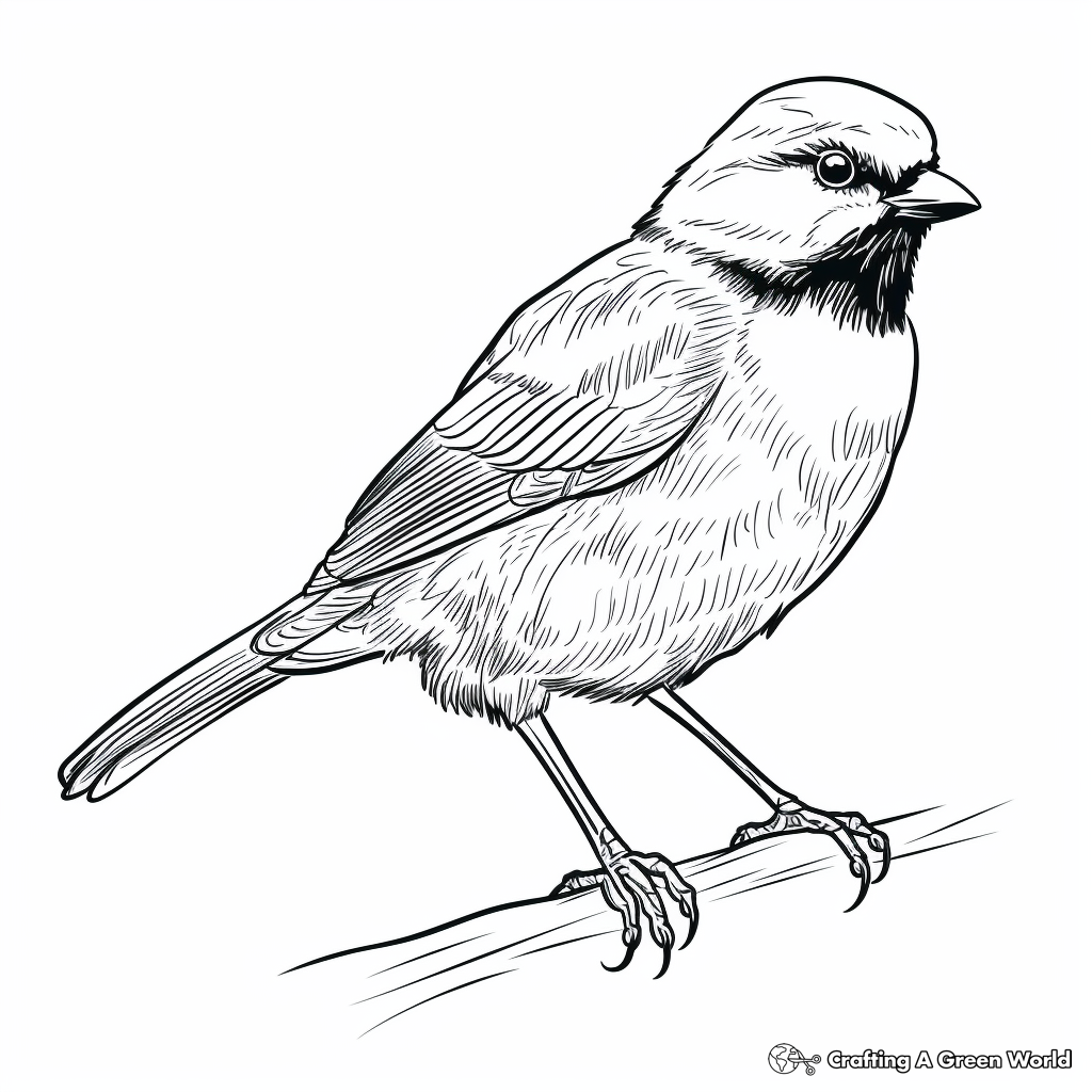 Realistic Black Capped Chickadee Coloring Sheets 1