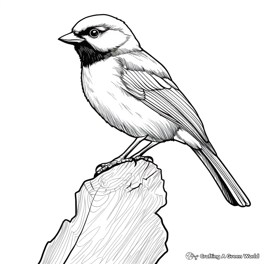 Realistic Black Capped Chickadee Coloring Sheets 2