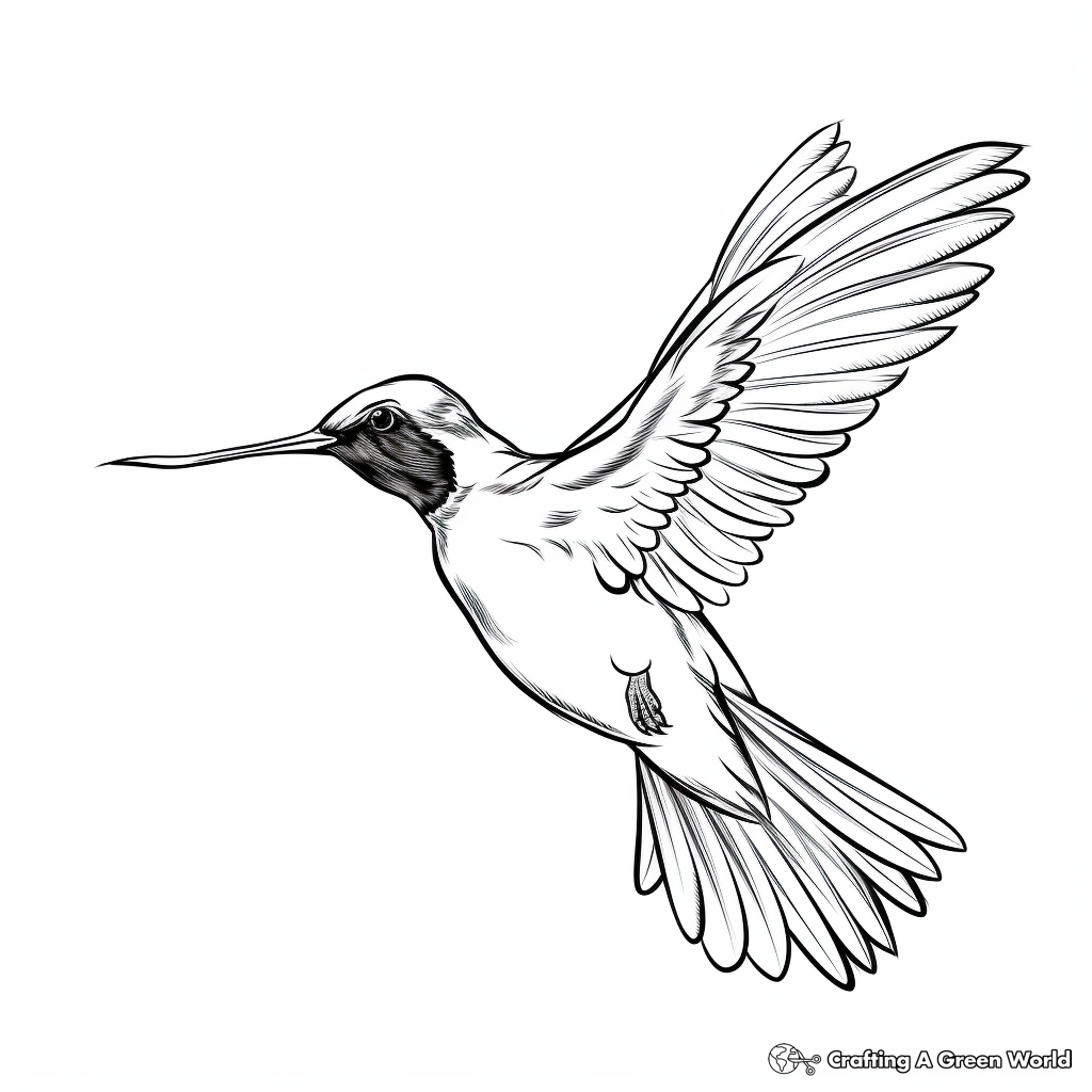 Realistic Black-Chinned Hummingbird Coloring Pages 1