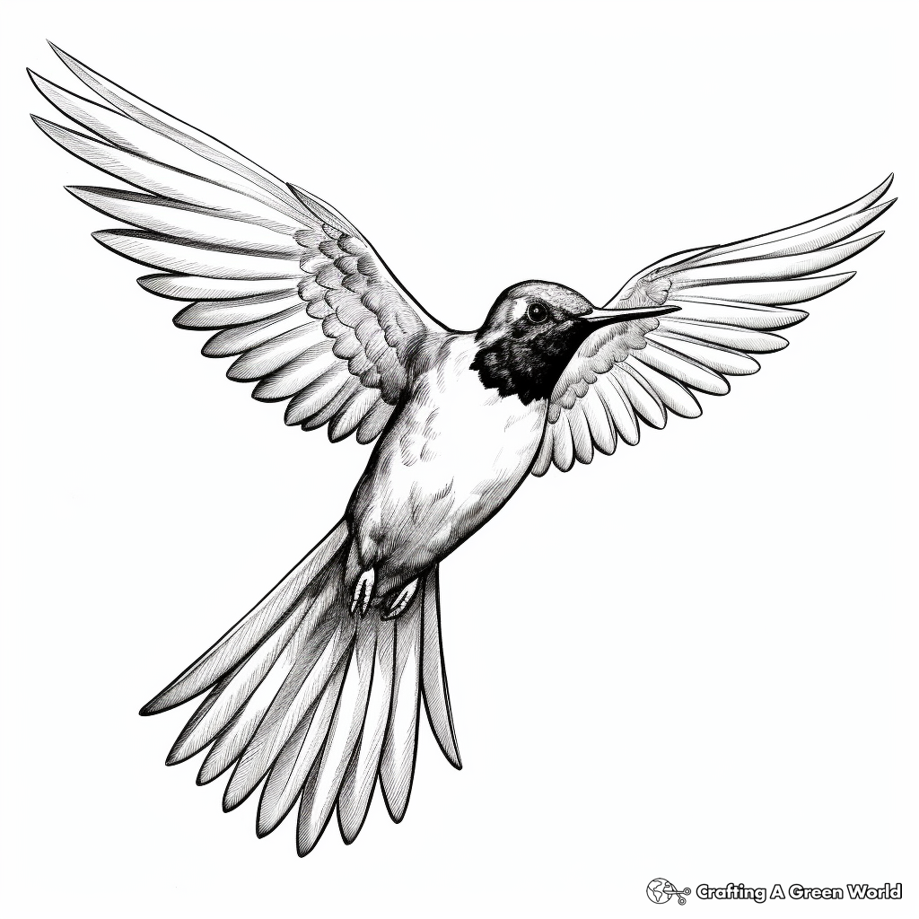 Realistic Black-Chinned Hummingbird Coloring Pages 2
