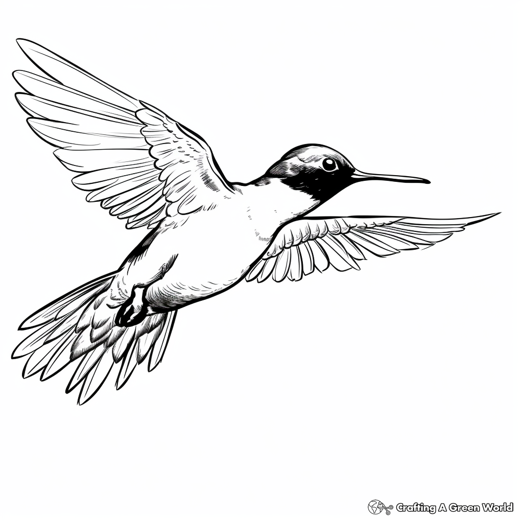 Realistic Black-Chinned Hummingbird Coloring Pages 4
