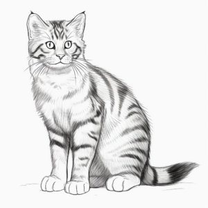 Realistic Black Tabby Cat Coloring Pages 1
