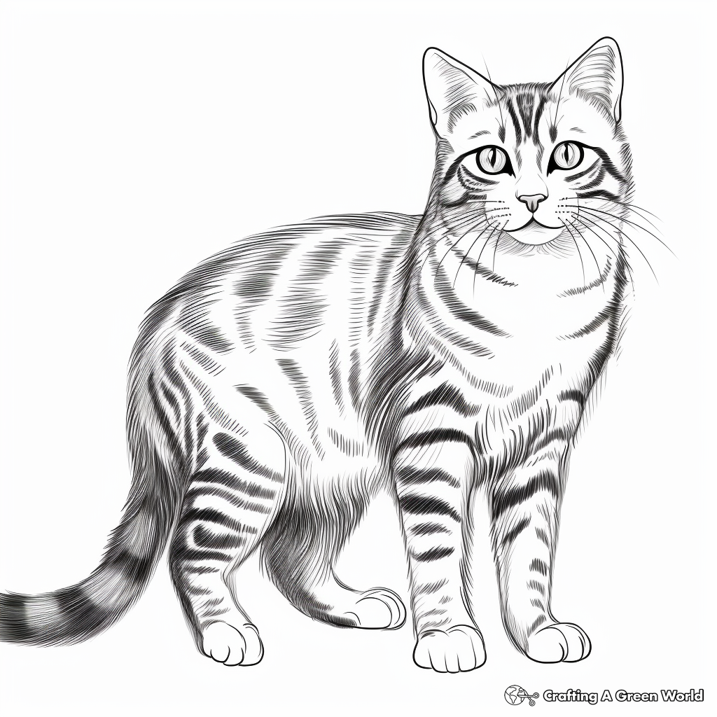Realistic Black Tabby Cat Coloring Pages 2