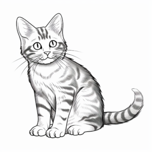 Realistic Black Tabby Cat Coloring Pages 3