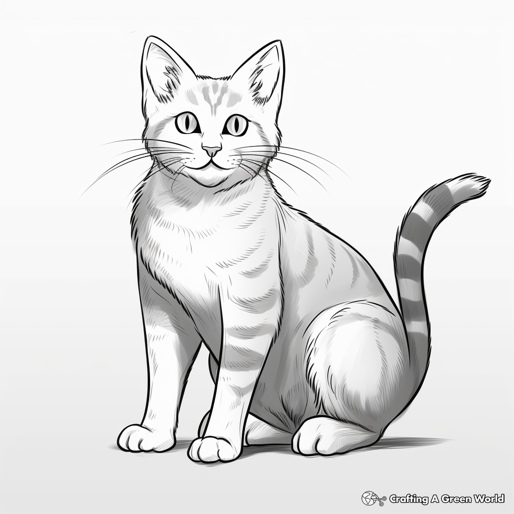 Realistic Black Tabby Cat Coloring Pages 4