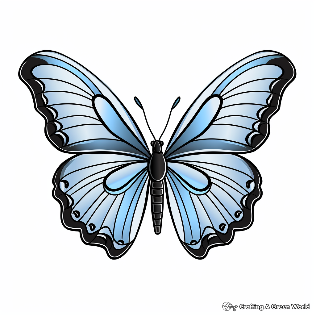 Realistic Blue Morpho Butterfly Coloring Pages 1