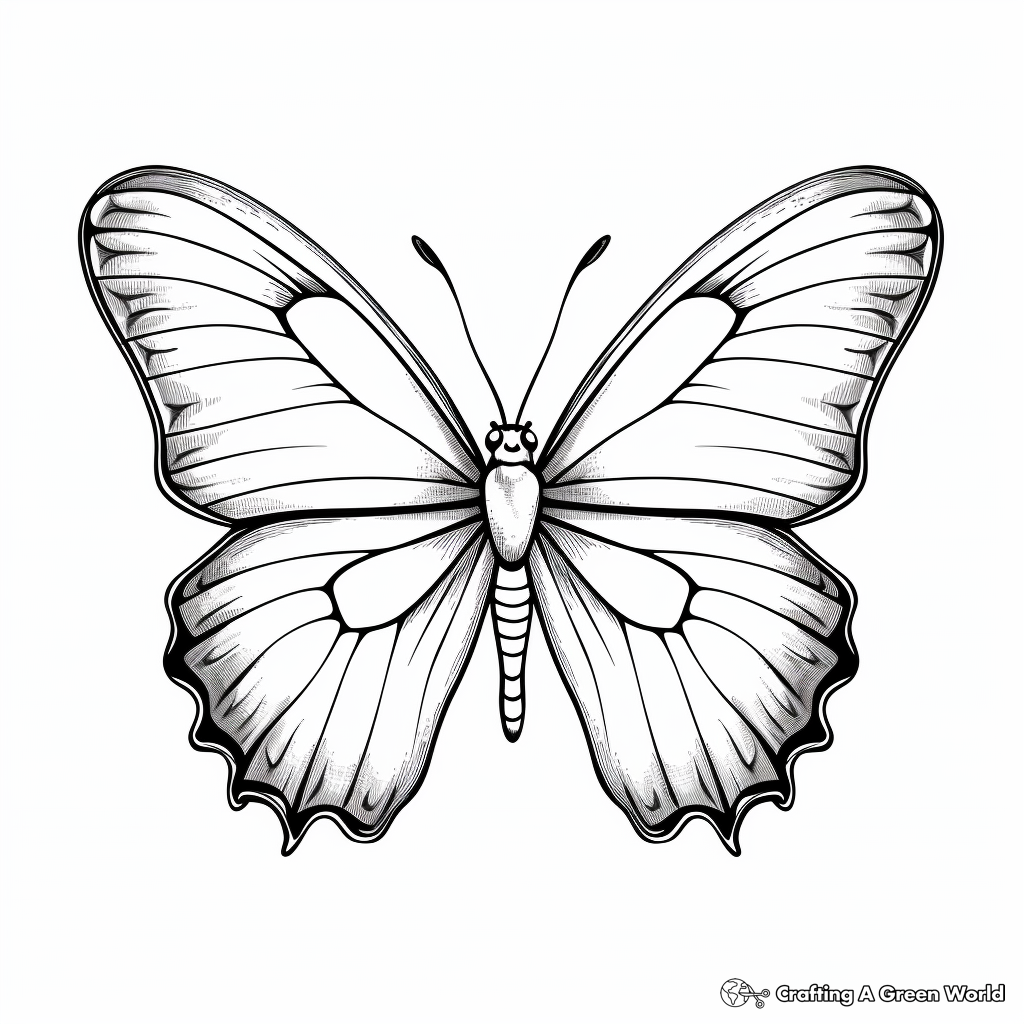 Realistic Blue Morpho Butterfly Coloring Pages 4