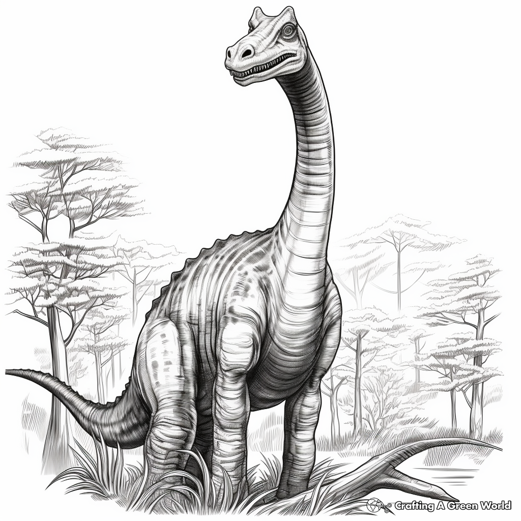 Realistic Brachiosaurus Coloring Sheets 4