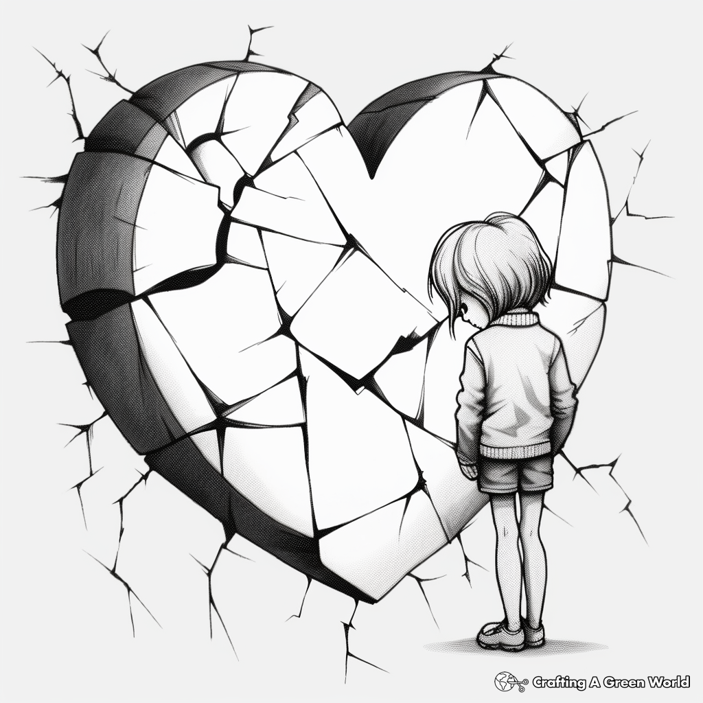 Realistic Broken Heart Drawings Coloring Pages 2