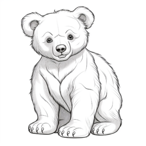 Realistic Brown Bear Cub Coloring Sheets 1