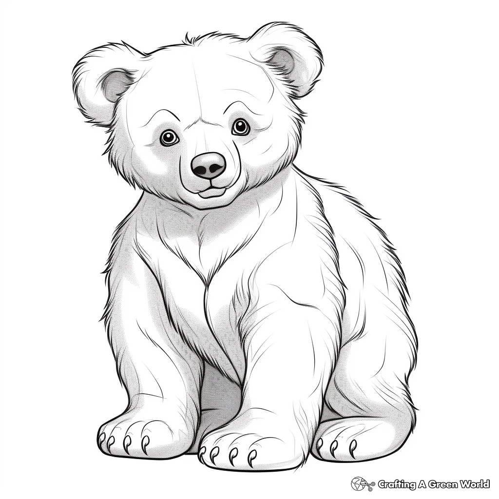 Realistic Brown Bear Cub Coloring Sheets 1
