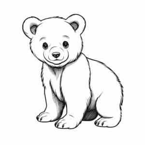 Realistic Brown Bear Cub Coloring Sheets 2