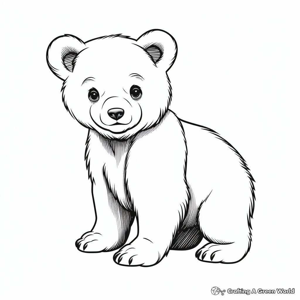 Realistic Brown Bear Cub Coloring Sheets 2