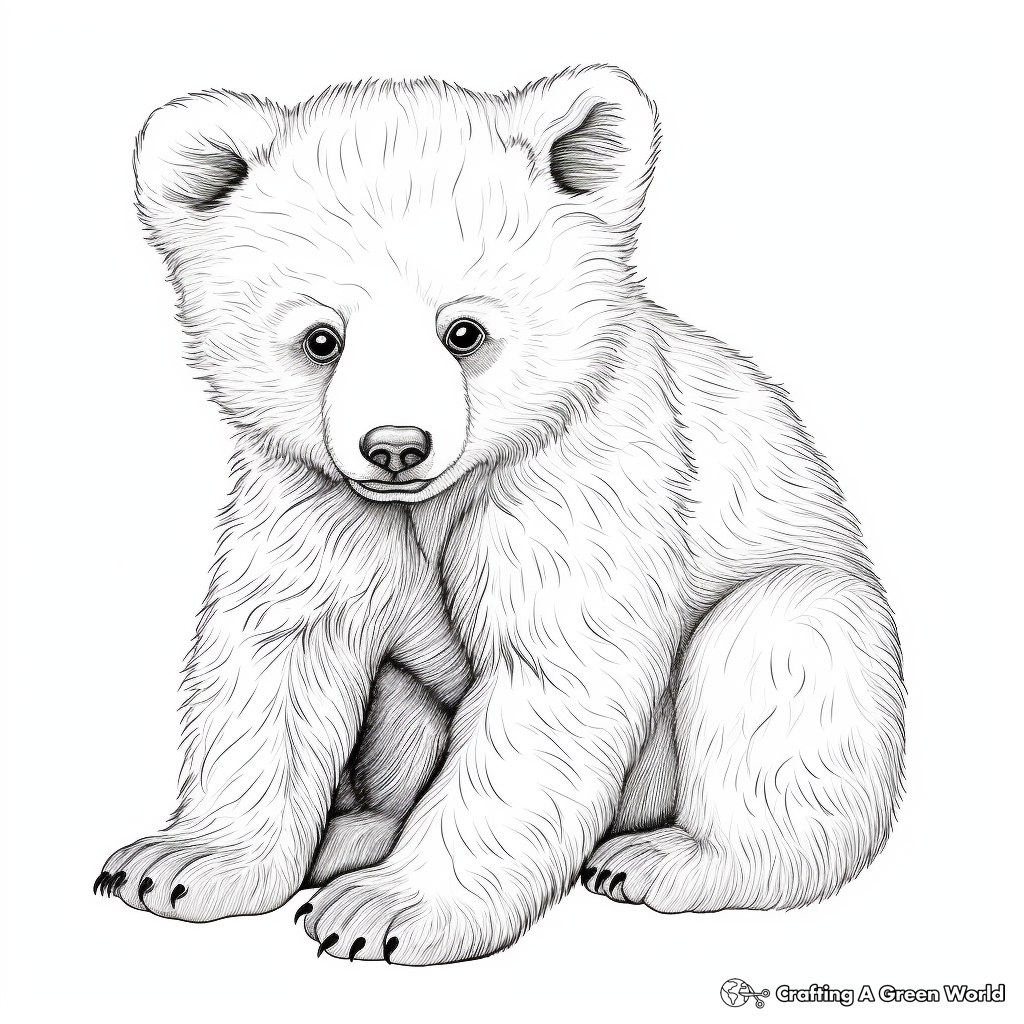 Realistic Brown Bear Cub Coloring Sheets 3