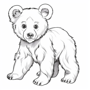 Realistic Brown Bear Cub Coloring Sheets 4
