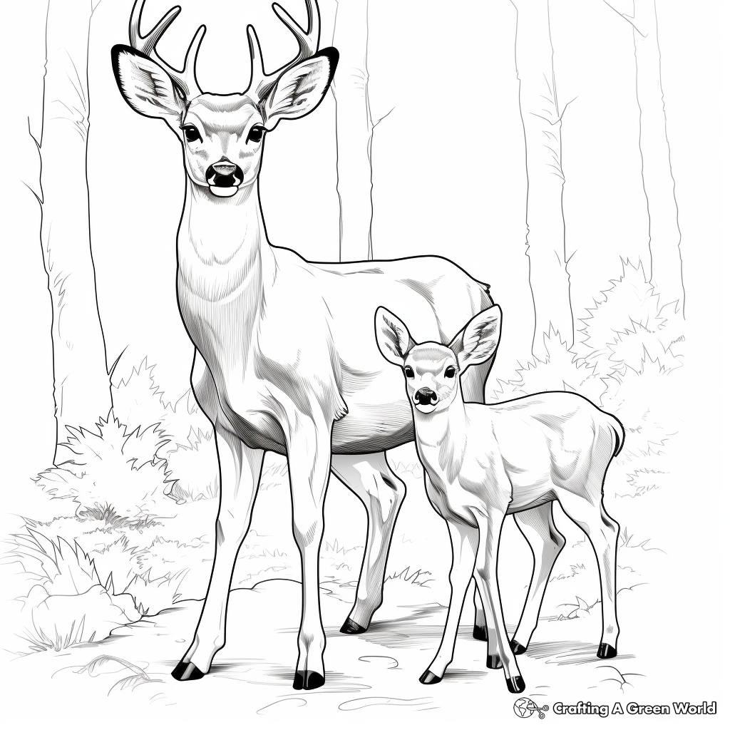 Realistic Browning Buck in the Forest Coloring Pages 3