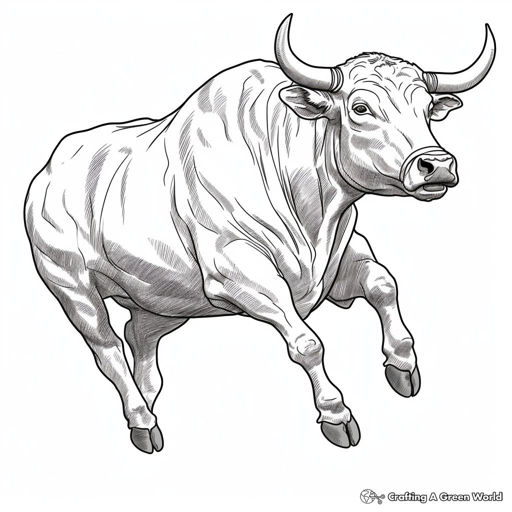 Realistic Bucking Bull Coloring Pages 2