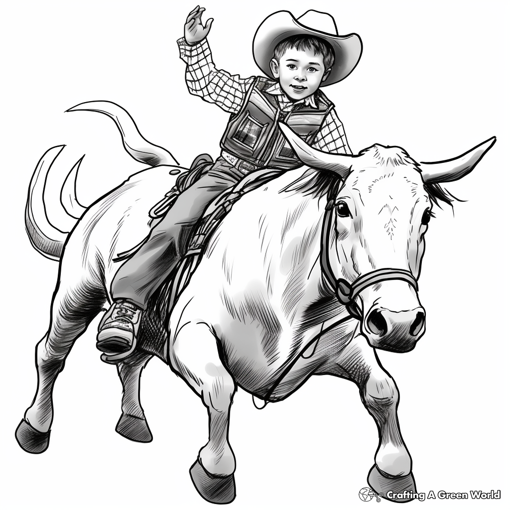Realistic Bucking Bull Coloring Pages 3