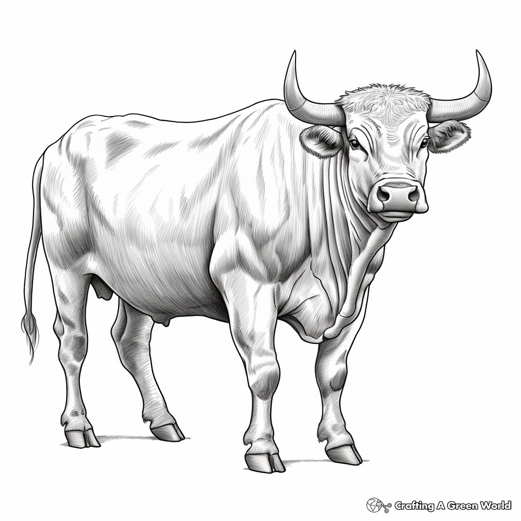 Realistic Bull Coloring Sheets 2