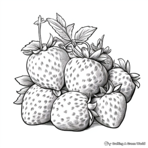 Realistic Bunch of Strawberries Coloring Sheets 2