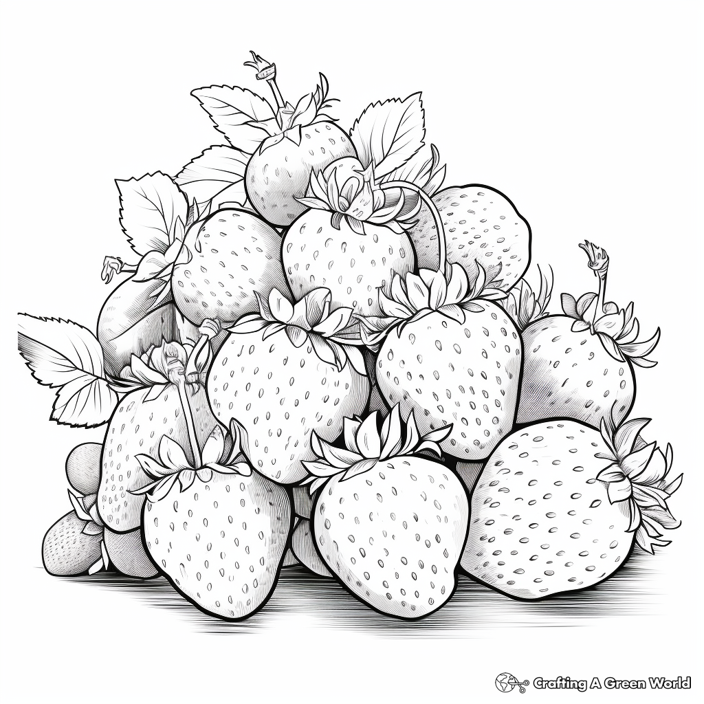 Realistic Bunch of Strawberries Coloring Sheets 3