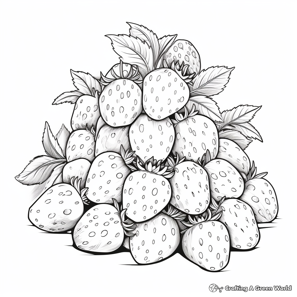 Realistic Bunch of Strawberries Coloring Sheets 4