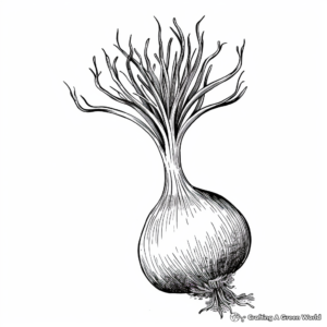 Realistic Bunch Onion Coloring Pages for Children 1
