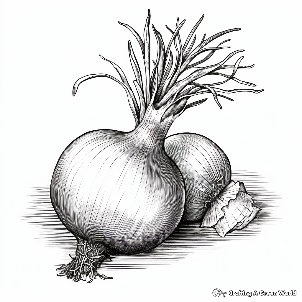 Realistic Bunch Onion Coloring Pages for Children 2