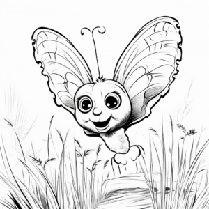 Realistic Butterfly in Meadow Coloring Pages 3
