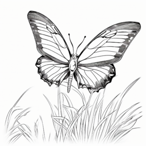 Realistic Butterfly in Meadow Coloring Pages 4