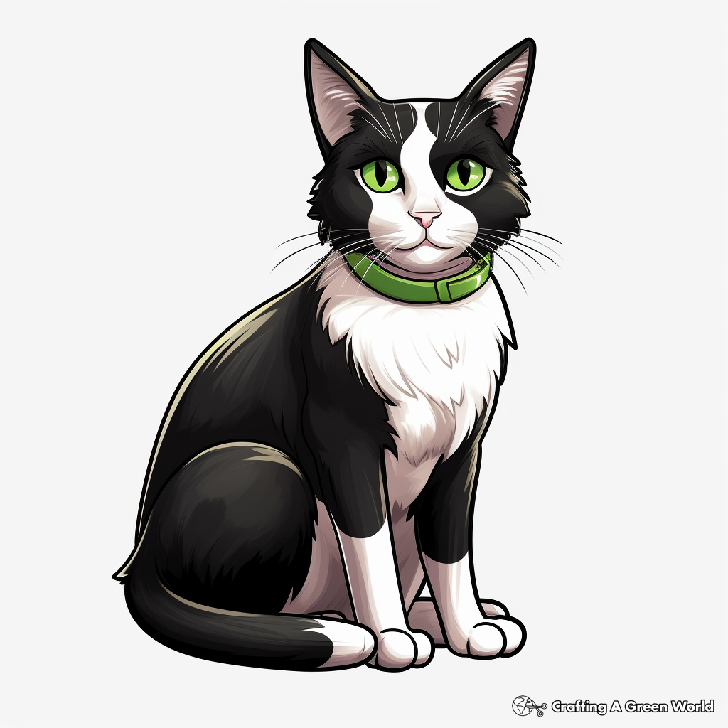 Realistic Calico Cat With Green Eyes Coloring Pages 1