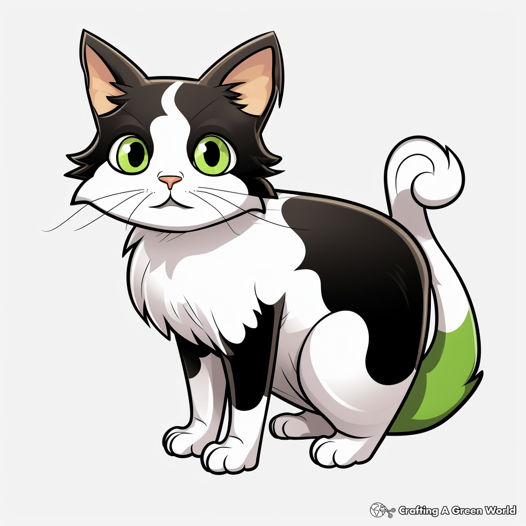 Realistic Calico Cat With Green Eyes Coloring Pages 3