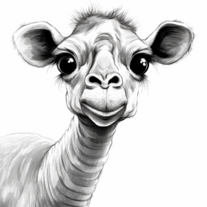 Realistic Camel with Big Eyes Coloring Pages 1