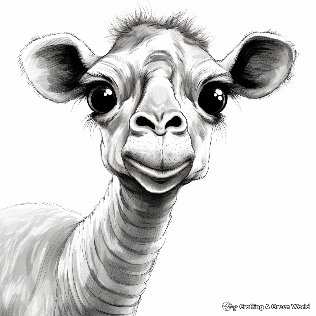 Realistic Camel with Big Eyes Coloring Pages 1