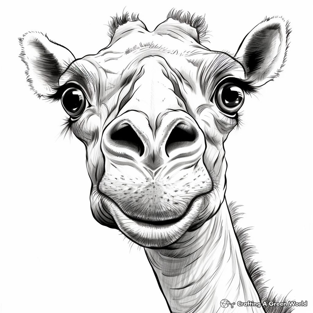 Realistic Camel with Big Eyes Coloring Pages 2