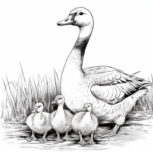 Realistic Canada Geese Coloring Pages 1