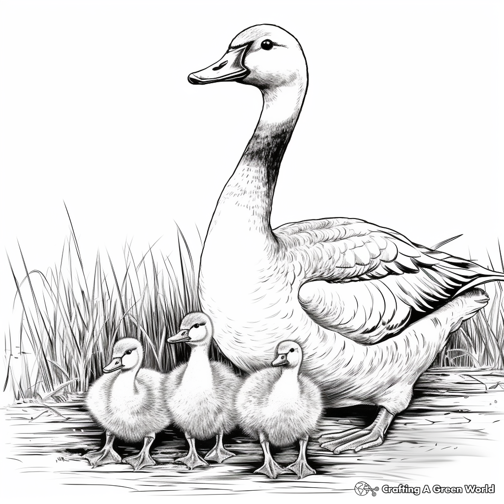 Realistic Canada Geese Coloring Pages 1