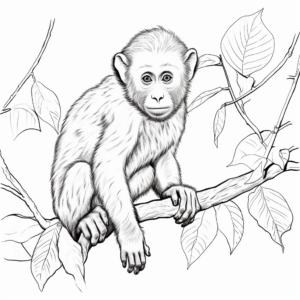 Realistic Capuchin Monkey Coloring Sheets 1