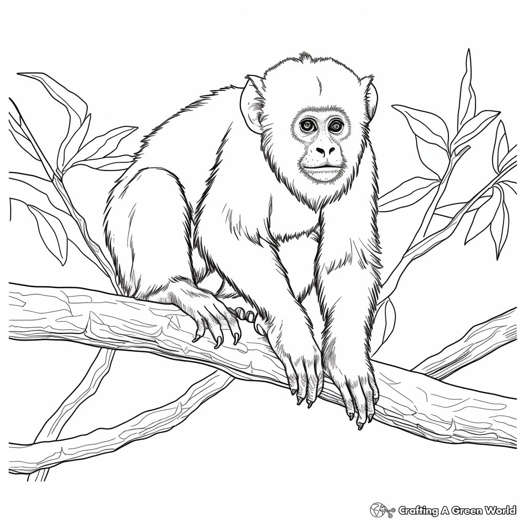 Realistic Capuchin Monkey Coloring Sheets 3