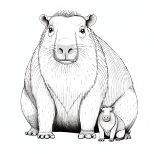 Realistic Capybara Coloring Pages 1