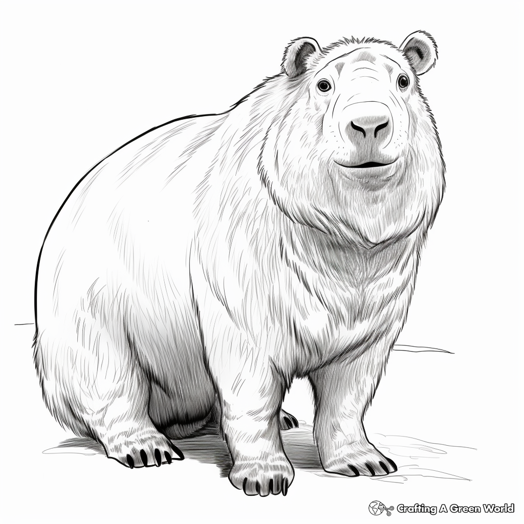 Realistic Capybara Coloring Pages 3