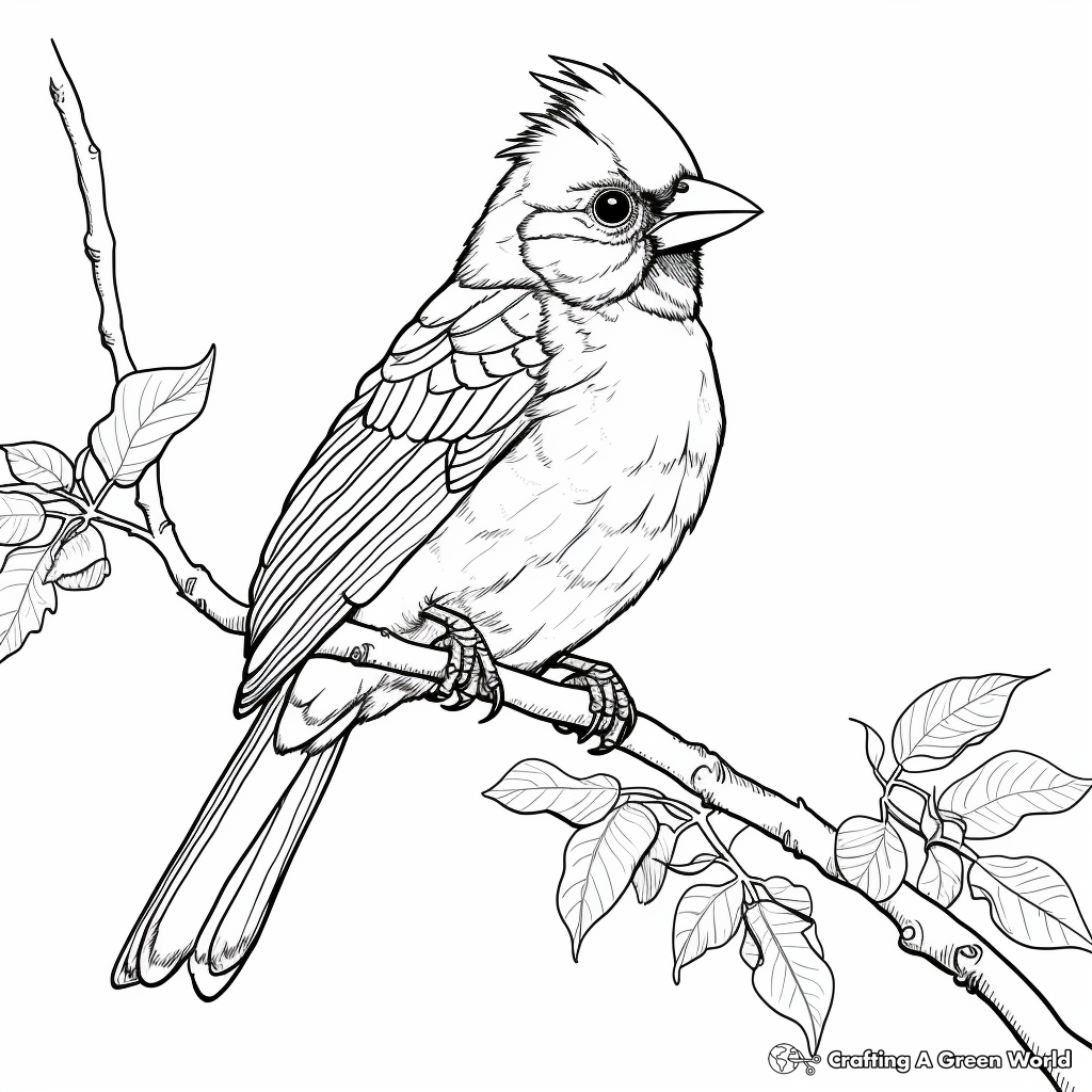 Realistic Cardinal Coloring Pages for Birdwatchers 2