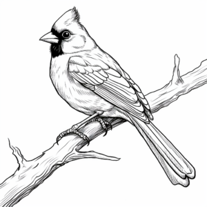 Realistic Cardinal Coloring Pages for Birdwatchers 3