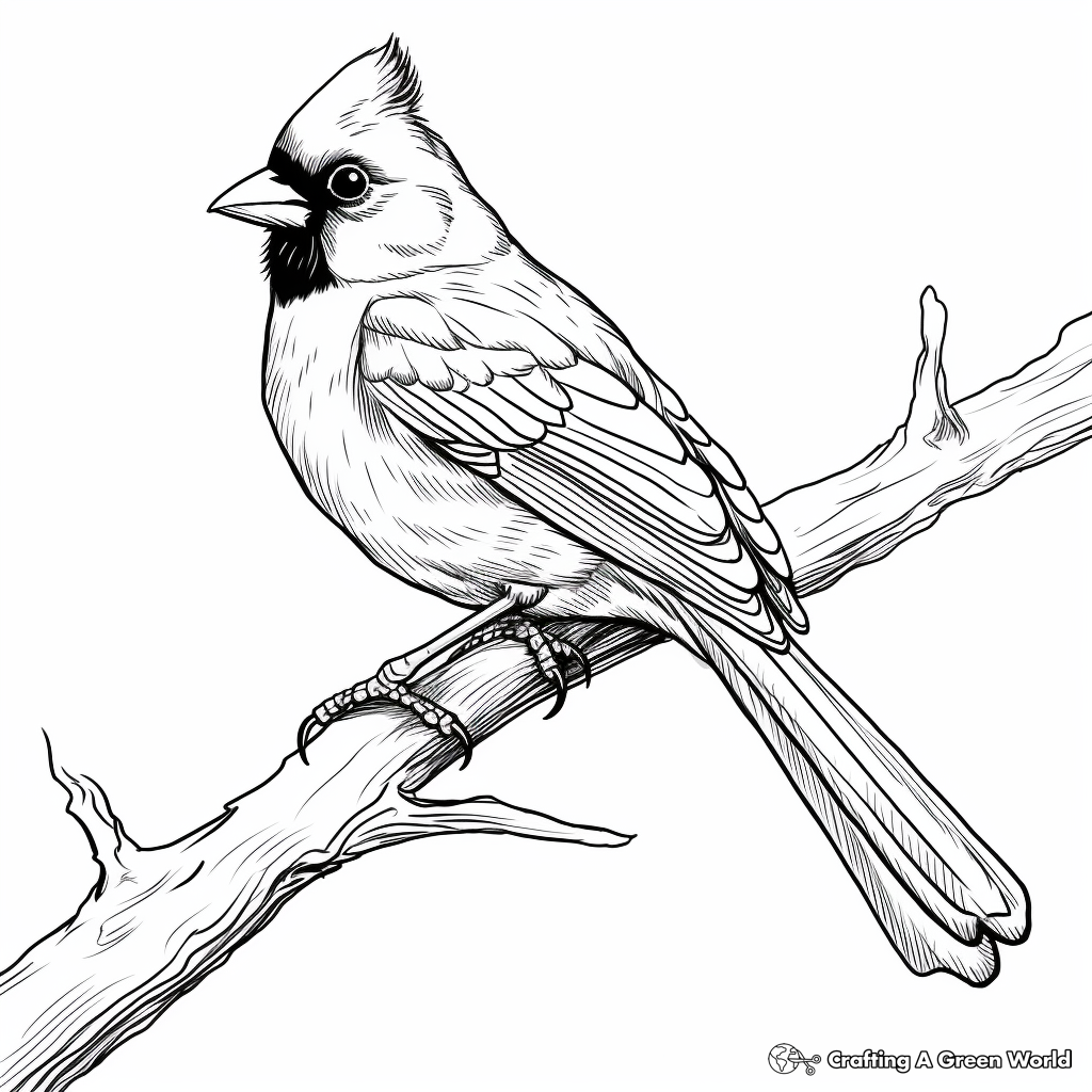 Realistic Cardinal Coloring Pages for Birdwatchers 3