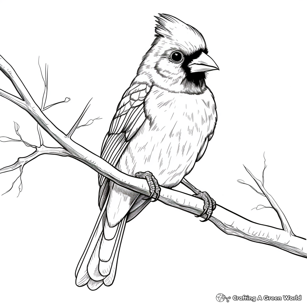 Realistic Cardinal Coloring Pages for Birdwatchers 4