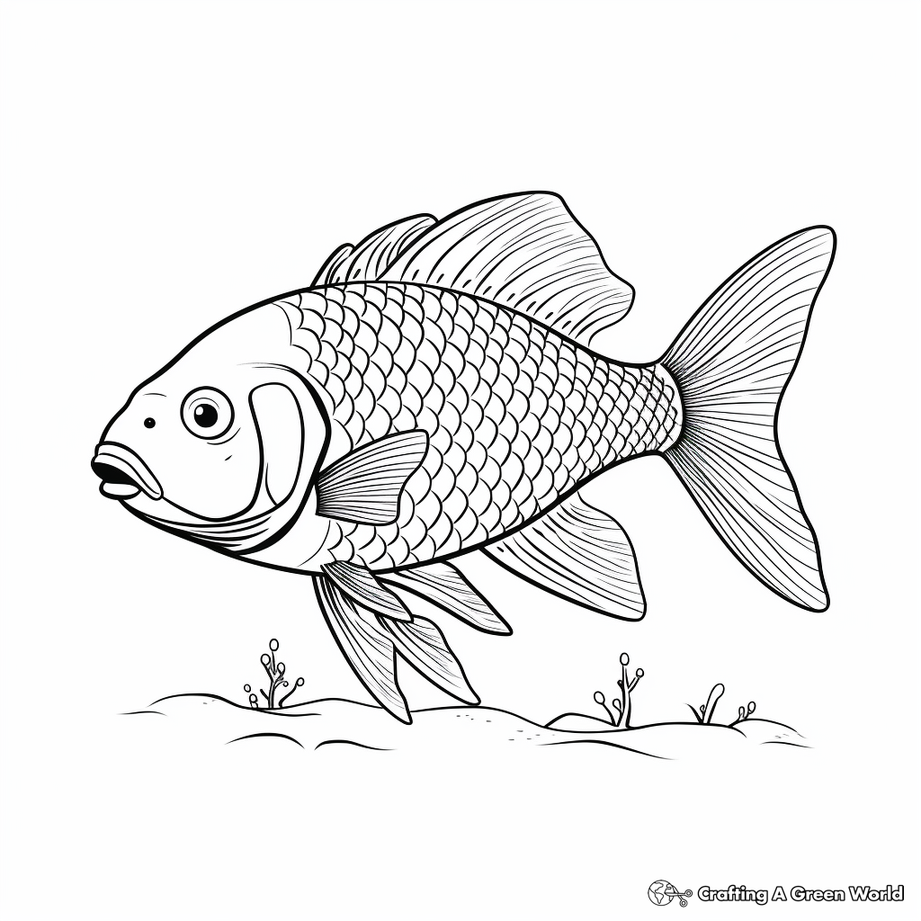 Realistic Carp Fish Coloring Pages 1