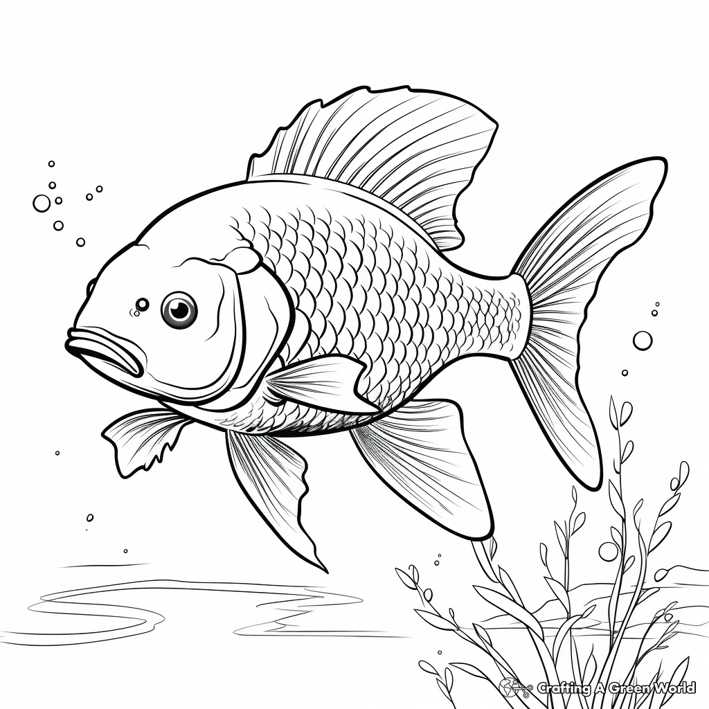 Realistic Carp Fish Coloring Pages 3