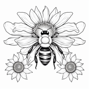 Realistic Carpenter Bee and Sunflower Coloring Sheets 2